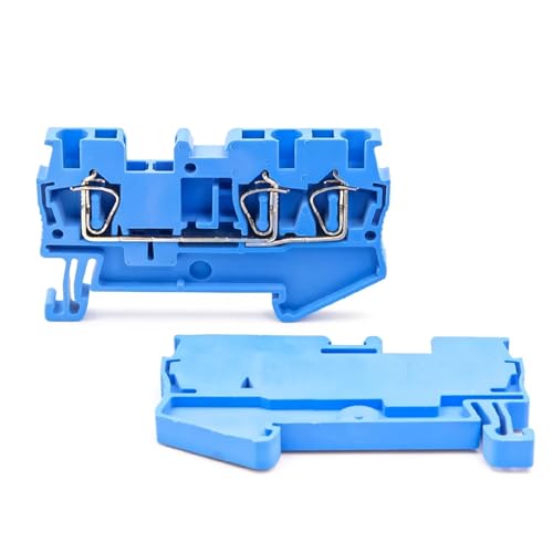 (10 Stück) ST 2.5-TWIN DIN-Schienenklemmenblock 2,5 mm² Doppeldraht-Federklemmenanschluss 300 V for Industriebedienfelder(ST-2.5-TWIN-BLUE) von KAYPBWQMG