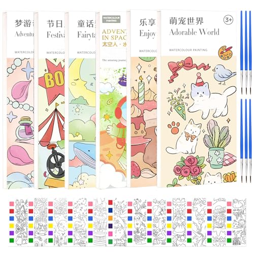 KAYSENSUK 6 Stück Malblock Kinder Wasserfarben Mit Aquarellpapier & Aquarellpinsel, Aquarellblock & Aquarellbuch, Watercolor Block & Wassermalfarben, Block mit Wasserfarbe, Aquarell & Kindermalfarben KAYSENSUK 6 Stück Malblock Kinder Wasserfarben Mit Aquarellpapier & Aquarellpinsel, Aquarellblock & Aquarellbuch, Watercolor Block & Wassermalfarben, Block mit Wasserfarbe, Aquarell & Kindermalfarben von KAYSENSUK