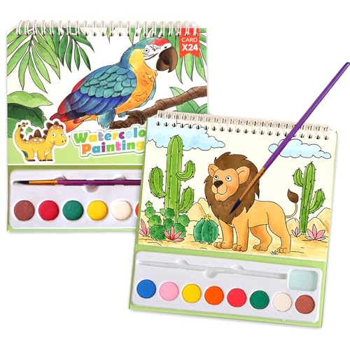 KAYSENSUK Malbuch mit Wasserfarben Mini Paint Pad Aquarell Malbuch Kinder zum Abreißen Aquarell Ausmalset mit Aquarellblock Pinsel, 24 Seiten Wasserfarben Malblock Wasserfarben Aquarell Ausmalbuch KAYSENSUK Malbuch mit Wasserfarben Mini Paint Pad Aquarell Malbuch Kinder zum Abreißen Aquarell Ausmalset mit Aquarellblock Pinsel, 24 Seiten Wasserfarben Malblock Wasserfarben Aquarell Ausmalbuch von KAYSENSUK