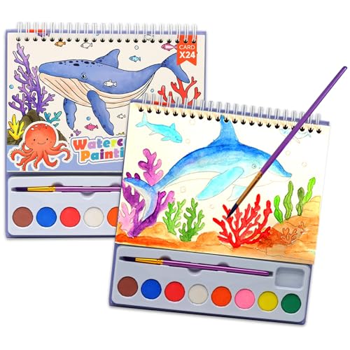KAYSENSUK Malbuch mit Wasserfarben Mini Paint Pad Aquarell Malbuch Kinder zum Abreißen Aquarell Ausmalset mit Aquarellblock Pinsel, 24 Seiten Wasserfarben Malblock Wasserfarben Aquarell Ausmalbuch KAYSENSUK Malbuch mit Wasserfarben Mini Paint Pad Aquarell Malbuch Kinder zum Abreißen Aquarell Ausmalset mit Aquarellblock Pinsel, 24 Seiten Wasserfarben Malblock Wasserfarben Aquarell Ausmalbuch von KAYSENSUK