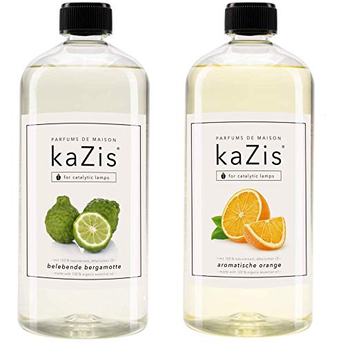 KAZIS® I Aromatische Orange + Belebende Bergamotte I 2 x 1 Liter I Für Alle Katalytischen Lampen geeignet von KAZIS