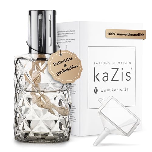 KAZIS® I Katalytische Lampe I Duftlampe I Glas I XXL I 400 ml Inhalt I graue Rauten von KAZIS
