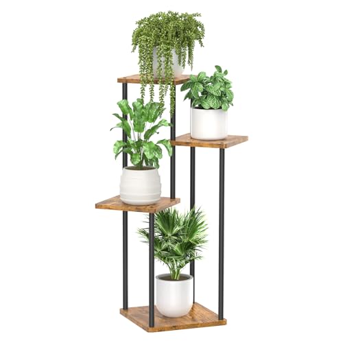 KAZITOO 4-Tier Pflanzenständer Ecke Innen, 85cm große Mehrstöckig Metall Blumentöpfe Regal für mehrere Pflanzen, Pflanzenhalter Blumenbank Blumentreppe für Garten Patio Büro Wohnzimmer Balkon von KAZITOO