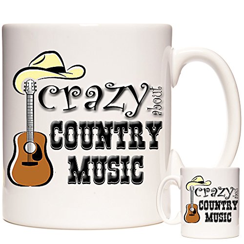 Country Music Tasse, Crazy About Country Music, 325 ml, Keramik-Geschenktasse für Country-Musik-Fans, Country-Musik-Geschenk von KAZMUGZ