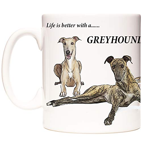 Greyhound Tasse mit Aufschrift "Life is Better with A Greyhound", Keramik, Geschenk von KAZMUGZ