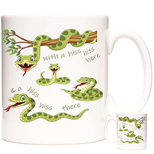 KAZMUGZ Schlangen-Tasse "Hiss Here and a Hiss Hiss There", Schlangenbilder auf 325 ml Kaffeetasse / Teetasse Geschenk für Reptilienfans von KAZMUGZ