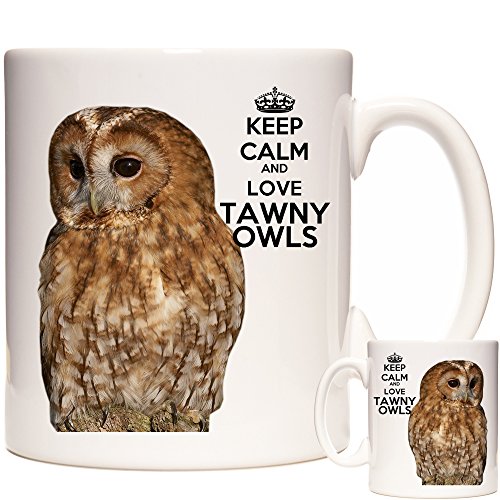 KAZMUGZ Tasse mit Eulenmotiv "Keep Calm", Geschenkidee für britische Wildtiere, 325 ml, Keramiktasse, Ornithologie-Geschenk von KAZMUGZ