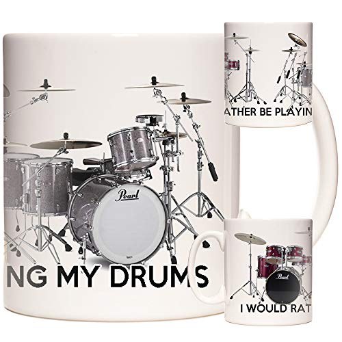Drum Mug I Would Rather Be Playing My Drums, 325 ml Keramik-Geschenktasse für Schlagzeuger überall von KAZMUGZ