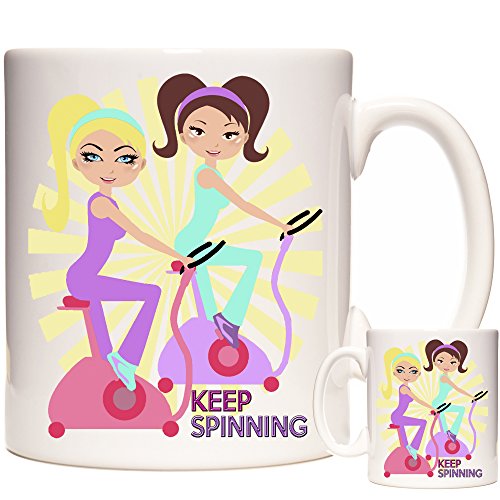 Spinning Mug, Keep Spinning, Keramiktasse für Menschen, die Spin Class lieben, Heimtrainer-Geschenk, personalisierbar von KAZMUGZ