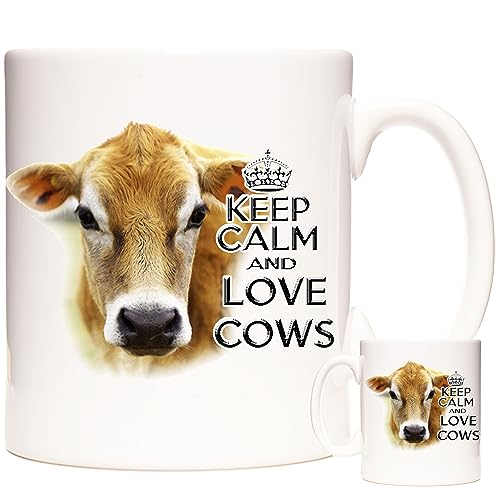 Tasse aus Jersey mit Kuh-Motiv, Keep Calm and Love Cows von KAZMUGZ
