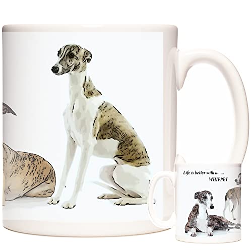 Whippet-Tasse mit Aufschrift "Life is Better with A Whippet", Geschenk für Welpe, 325 ml Keramiktasse für Kaffee, Tee oder heiße Schokolade von KAZMUGZ