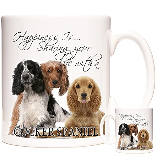 Tasse Cocker Spaniel – Happiness is Sharing Your Life with A Spaniel, 325 ml Keramik-Geschenktasse Tasse Cocker Spaniel – Happiness is Sharing Your Life with A Spaniel, 325 ml Keramik-Geschenktasse von KAZMUGZ