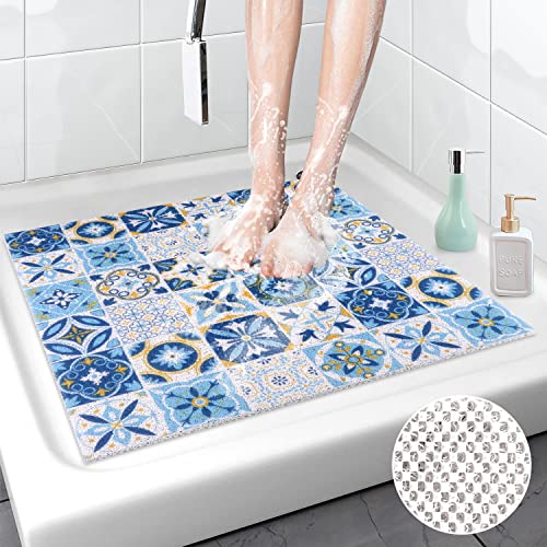 Duschmatte rutschfest, 40x60 cm,Luffa Massage Duschmatten, Badewannenmatte Duschmatte mit Anti-rutsch Sicherheit, Durchlässige Badematte, für Badewanne und Nassbereiche (Blau, 60 x 60 cm) von KAZOLEN