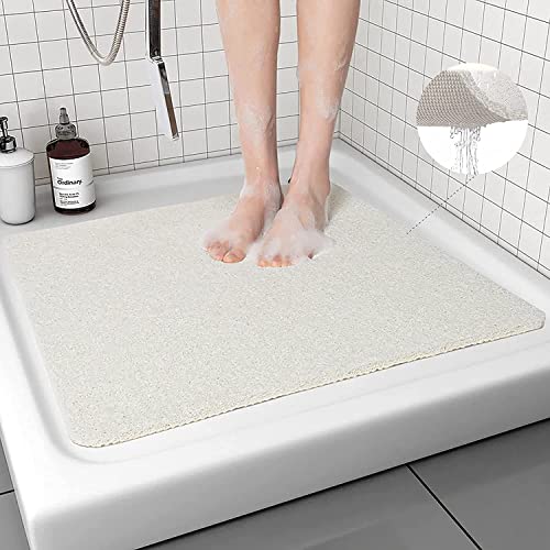 Duschmatte rutschfest, 40x60 cm,Luffa Massage Duschmatten, Badewannenmatte Duschmatte mit Anti-rutsch Sicherheit, Durchlässige Badematte, für Badewanne und Nassbereiche (Weiß, 53 x 53 cm) von KAZOLEN