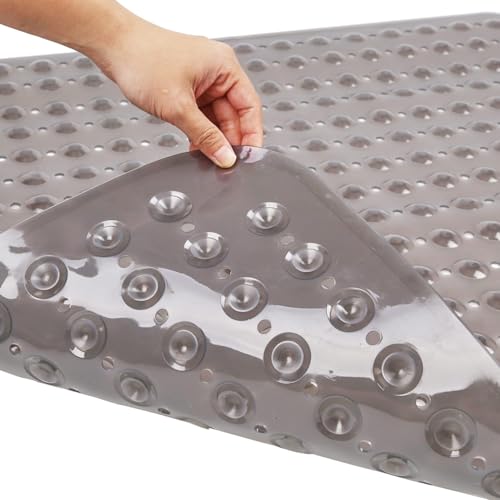 Dushmatte rutschfest saugnäpfen badematte grau: PVC 80x80cm antirutschmatte mit saugnäpfen Badewannenmatte maschinenwaschbar mit ablauflöchern schimmelresistent für nassbereiche von KAZOLEN