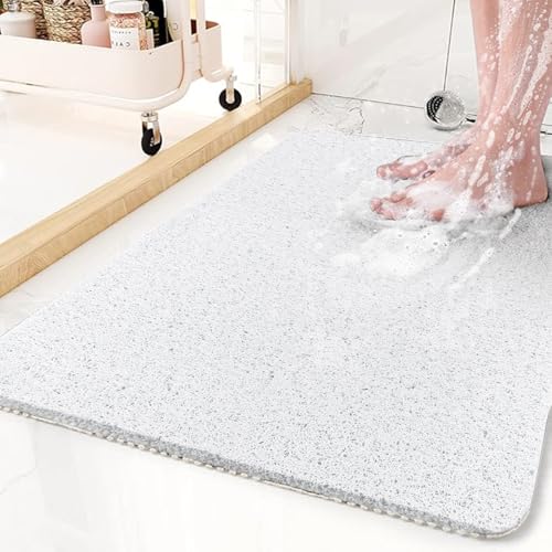 Duschmatte rutschfest: 40x60cm PVC-Luffa Badewanneneinlage Duscheinlage Badewannenmatte Weich Komfort antirutschmatte, Schnell Trocknende Badematte für Kinder und Familie, Grau von KAZOLEN