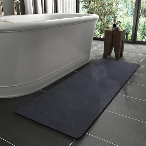KAZOLEN rutschfeste Badematte Super Absorbierende Badezimmerteppich: dünn 40 x 120 cm Waschbar schnelltrocknende Badvorleger Duschvorleger für Dusche, Badewannen und Badezimmer, Toilette, Navyblau von KAZOLEN