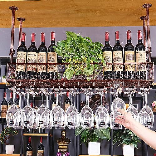 KAZUP HSF Decken-Weinglasregal, Decken-Weinhalter, Weinflaschenhalter, hängende Weinglasregale, Kelch-Stielglasregale, Küchenorganisation (Farbe: A, Größe: 120 x 25 cm) von KAZUP