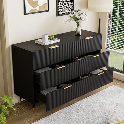 KAZZIO Elegantes Sideboard mit modernem Design, Kommode mit Schubladen und viel Stauraum (Schwarz) von KAZZIO