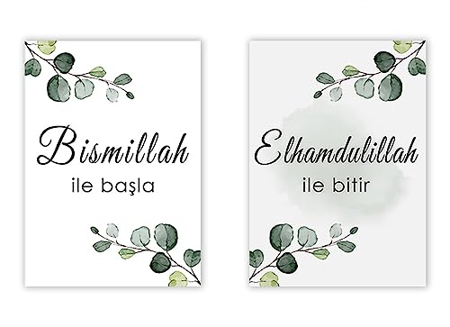 Islam Sofra Duasi Alhamdulillah Muslimin Green Leaf Ramadan Poster Leinwand Malerei Wand Kunstdruck Bild Wohnzimmer Home Decor kein Rahmen von KAnduo