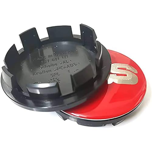 KAnduo 4 Stück Auto Radnabenkappen Radnabenabdeckung kompatibel mit für BBS 56MM 60MM 65MM 68MM,56mm- red-Silver von KAnduo