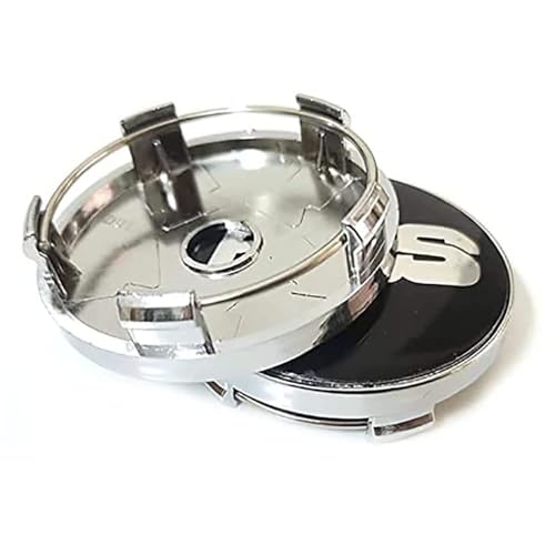 KAnduo 4 Stück Auto Radnabenkappen Radnabenabdeckung kompatibel mit für BBS 56MM 60MM 65MM 68MM,60mm-Black-Silver von KAnduo