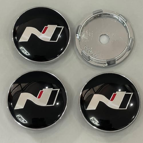 KAnduo 4 Stück Auto Radnabenkappen Radnabenabdeckung kompatibel mit für Hyundai N LINE i30 i20 Sonata Accent Tucson Elantra Veloster 60mm,60mm-B von KAnduo