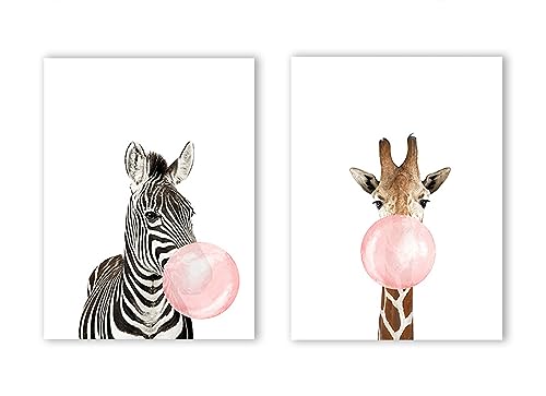 KAnduo Nordic Dekorative Leinwand Malerei Tiere Blasen Blasen Giraffe Zebra Moderne und Einfache Stil Home Room Decor Kein Rahmen von KAnduo