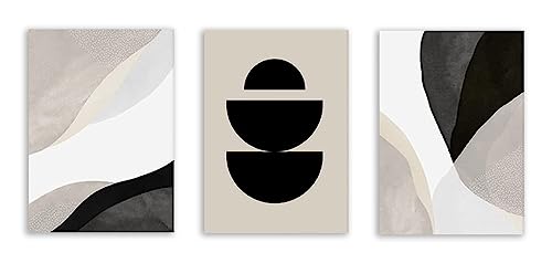 KAnduo Schwarz-weiß-beige Boho-Wandkunst, abstrakte geometrische Posterdrucke, neutrale Malerei für Heimdekoration, minimalistische Bilder aus der Mitte des Jahrhunderts, modern, ohne Rahmen von KAnduo