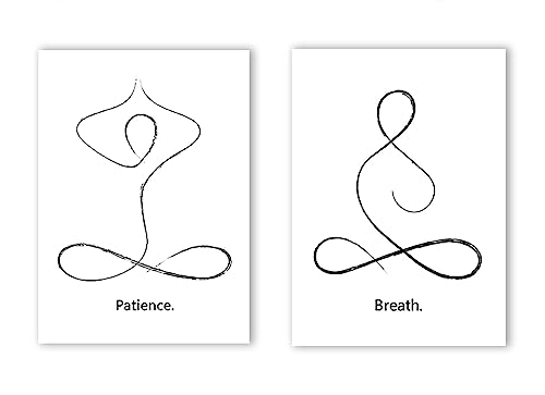 KAnduo Yoga-Wand-Kunstdruck, Meditationsposter, Yoga-Symbol, Atem-Zitat, Leinwandgemälde, schwarz-weiße Linie, Wandkunst, Bild, Fitnessstudio, Yoga, Dekor, ohne Rahmen von KAnduo