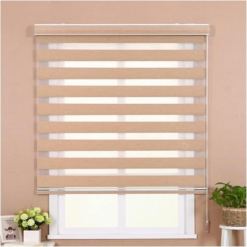 KAnduo Zebra Verdunkelungsrollos Zebra-Jalousien for Fenster, durchsichtige Sichtschutz-Lichtsteuerung bei Tag und Nacht for Wohnzimmer und Büros(Brown,130x200cm) von KAnduo
