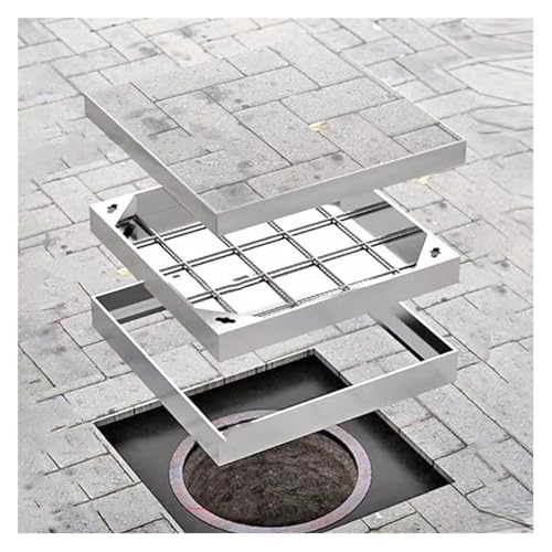 Kanaldeckel for den Außenbereich, strapazierfähig, 33–104 cm, Edelstahl, versenkte Abwasserbeckenabdeckung, quadratische Klärgrubendeckel(40x40cm(15.7"x15.7")) von KAnduo