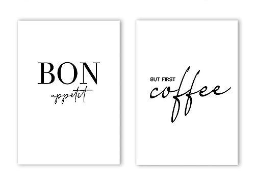 Küche Kunst Dekor But First Coffee Poster Bon Appetit Druck Schwarz Weiß Wand Kunst Leinwand Malerei Bild Für Speisesaal Zimmer Kein Rahmen von KAnduo