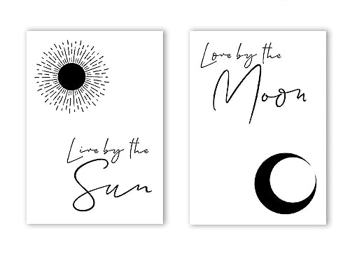 Love By the Moon Poster Live By the Sun Kunstdruck, minimalistisches Zitat, Leinwandgemälde, nordisches modernes Wandbild, Schlafzimmer, Heimdekoration, ohne Rahmen von KAnduo