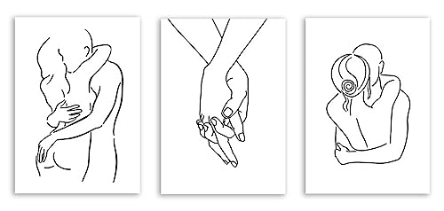 Paar Umarmung Kuss Leinwand Malerei Abstrakte Linie Zeichnung Drucke Poster Hand In Hand Minimalismus Wand Kunst Bilder Wohnzimmer Dekor kein Rahmen von KAnduo