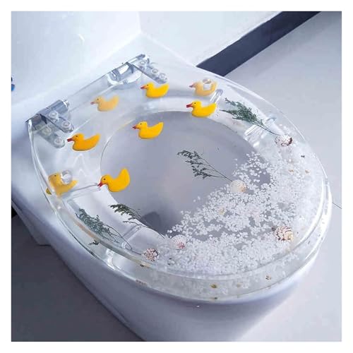 Robuster Toilettendeckel mit Kunst-3D-Effekten, Toilettensitz aus Harz for Badezimmer, Langsamer Abstieg, Starke Tragfähigkeit, Geeignet for Toiletten vom Typ U/V/O(Clear 4) von KAnduo
