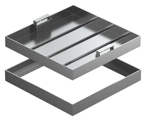 Robuster quadratischer Schachtdeckel und Rahmen, Abwasserabdeckung aus Metall in Handelsqualität mit versenkbaren Griffen for Klärgruben und Entwässerungssysteme(90x90cm(35.4"x35.4")) von KAnduo