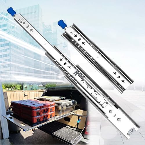 Schubladenschienen Vollauszug 250-1500mm Kugelauszug Mit Schloss Küchenschrank Schubladenführungen Schienen Schubladen Schienensystem 120kg Tragkraft 1 Paar(2er Set) ( Color : With Lock , Size : 300mm von KAnduo