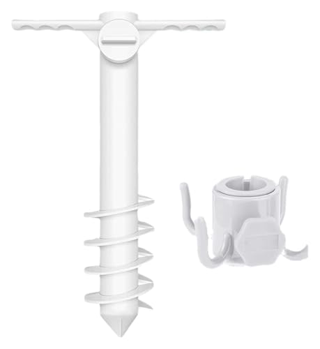 Strandschirm-Sandanker, tragbarer Sonnenschirmständer mit Schirmständerhalter-Hakenset for Outdoor-Aktivitäten auf der Strandterrasse von KAnduo