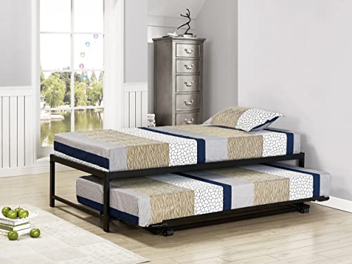 KB Designs - Doppelbett, Metallgestell mit ausziehbarem Ausziehbett, Schwarz KB Designs - Doppelbett, Metallgestell mit ausziehbarem Ausziehbett, Schwarz von KB Designs