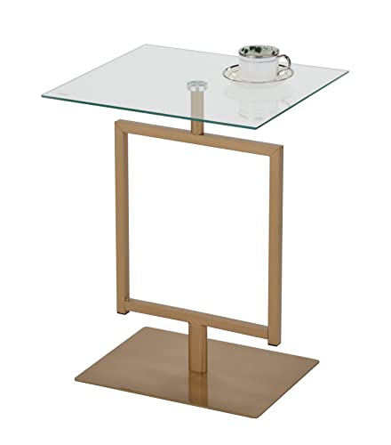 KB Designs Moderner Beistelltisch mit Glasplatte, goldfarbener Sockel von KB Designs