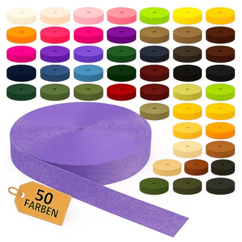 KBBB Gurtband 2m oder 5m lang – 50 Farben Breiten: 10mm 15mm 20mm 25mm 30mm 40mm 50mm Polypropylen von KBBB