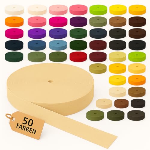 KBBB Gurtband Polypropylen 2m oder 5m lang - 32 Farben Breiten: 15mm 20mm 25mm 30mm 40mm 50mm von KBBB