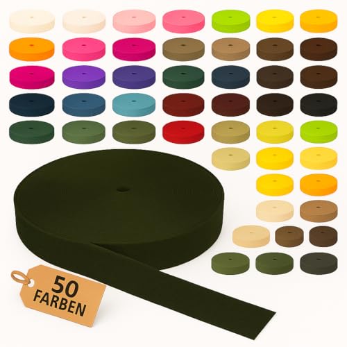 KBBB Gurtband Polypropylen 2m oder 5m lang - 32 Farben Breiten: 20mm 25mm 30mm 40mm 50 mm von KBBB