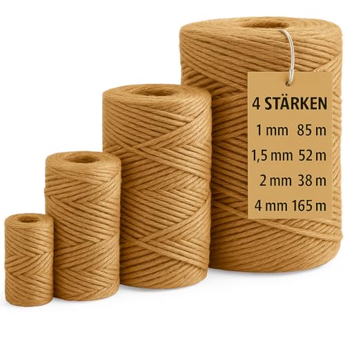 Naturell Schnur aus Jute,verschidene Größen ab 1mm-6mm Große Auswahl 100m-2250m Rolle, Juteschnur zum packen,Geschenke für Handarbeiten,Basteln,Floristik und Dekor. von KBBB
