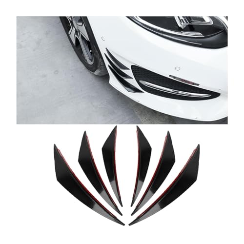 6 Stücke Auto Spoiler Canards Kit für Hyundai i30 2007-2009, Auto Frontstoßstange Lippen Spoiler Splitter Flossen Diffusor Auto Körper Dekoration Zubehör,A-Black von KBDDM