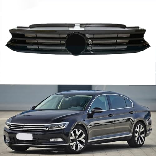 KBDDM Auto Front Grill Gitter für VW Passat B8 2016 2017 2018, Auto Front Kühlergrille, Auto Sportgrill Vordere Stoßstange Kühlergrill Wabengrill Auto Styling Zubehör,F/Black-Black von KBDDM