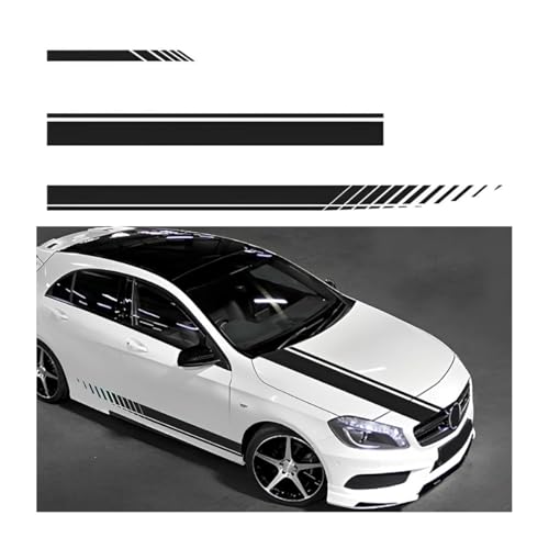 KBDDM Auto Motorhaube Vinyl Streifen Aufkleber für Vauxhall Astra J J (2010-2015), Auto Streifenaufkleber Autorennen Sport Karosserie Seite Streifen Aufkleber Dekoration Zubehör,A-Black von KBDDM