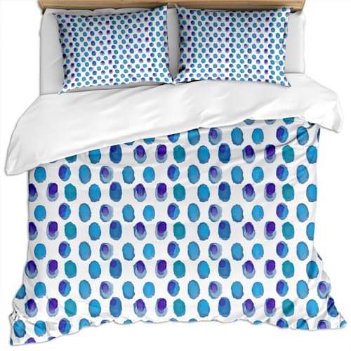 KBDQGX Bettwäsche 3D Blaues Und Violettes Farbverlauf-Aquarell-Oval Auf Weißem Hintergrund Druck Muster Bettbezug Set 220X240Cm 3 Teilig Bettwäsche Set Weiche Flauschige Mikrofaser Bettdeckenbezug von KBDQGX