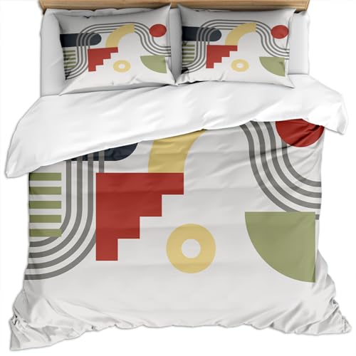 KBDQGX Bettwäsche 3D Weißer Hintergrund Farbblock Spleißen Böhmische Einfache Abstrakte Geometrie Druck Muster Bettbezug Set 220X240Cm 3 Teilig Bettwäsche Set Weiche Flauschige Mikrofaser Bettdecke von KBDQGX